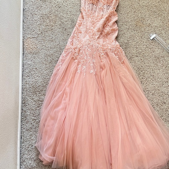 Jovani Blush Mermaid Sleeveless Sequin Sheer Corset‎ Formal Long Prom Gown SZ 10 - Picture 11 of 12